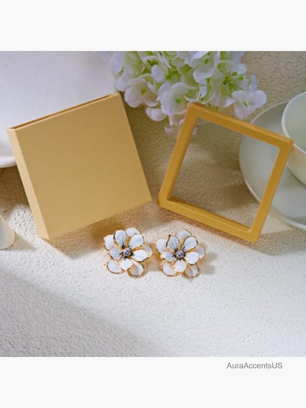 Oversized 3D Enamel Floral Stud Earrings - Statement Summer Jewelry - Picture 7 of 7
